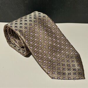Kenneth Cole Reaction 100% Silk Geometric Brown 60” Men’s Tie